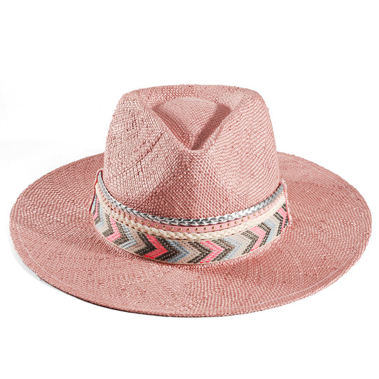 Fedora Straw Hat-Pink