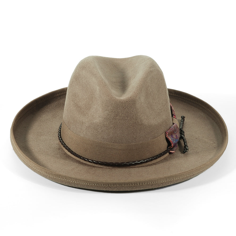 Fedora Felt Hat-Khaki (Includes All The Accessories)