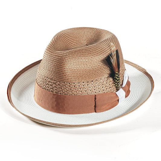 Straw Fedora Hat-Brown