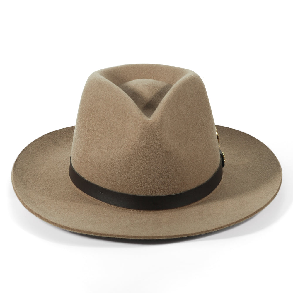 Khaki fedora hat on sale