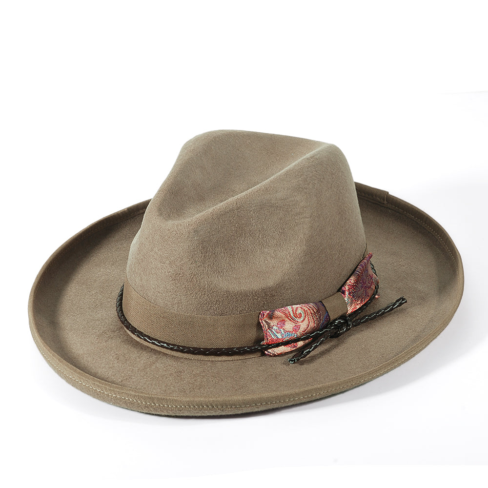 Fedora Felt Hat-Khaki (Includes All The Accessories)