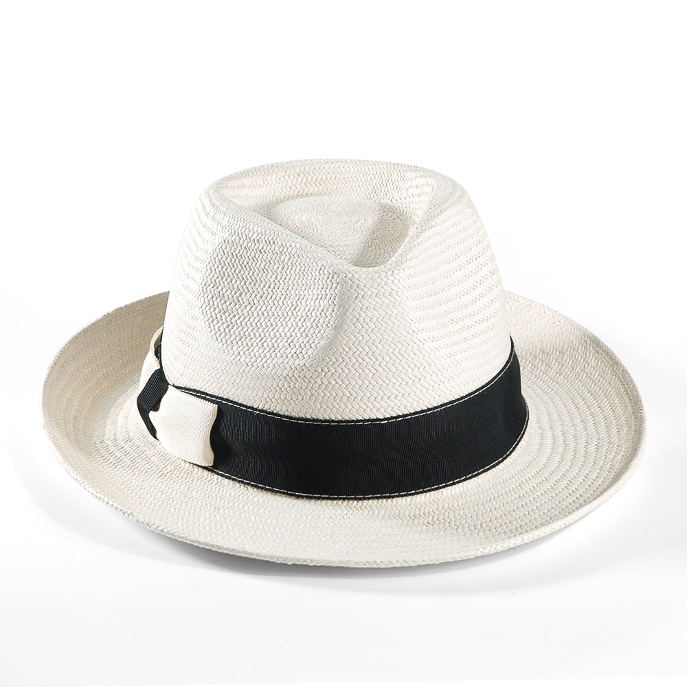 Geoffery Straw Fedora Hat -White (Includes All The Accessories)