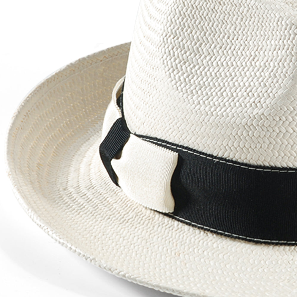 Geoffery Straw Fedora Hat -White (Includes All The Accessories)