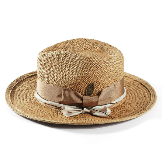 Geoffery Straw Fedora Hat –Khaki(Includes All The Accessories)