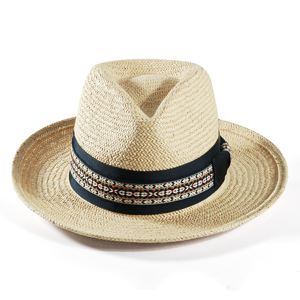 Geoffery Straw Fedora Hat –Beige(Includes All The Accessories)