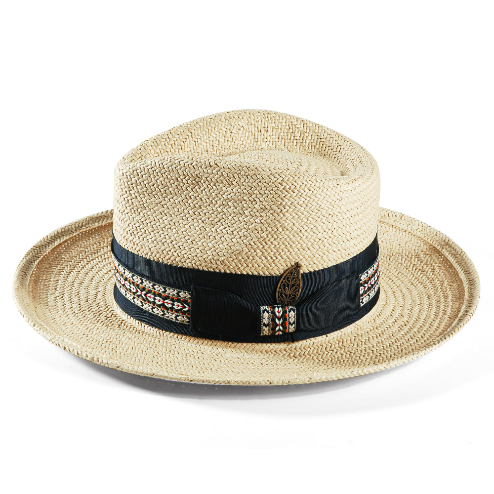 Geoffery Straw Fedora Hat –Beige(Includes All The Accessories)