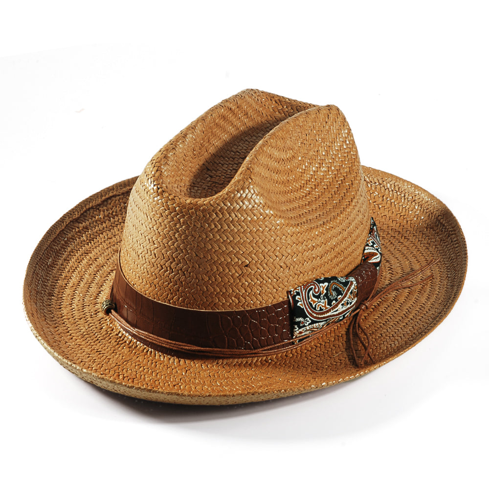 Miller Ranch Fedora Hat - Patriotic Straw–Khaki(Includes All The Accessories)