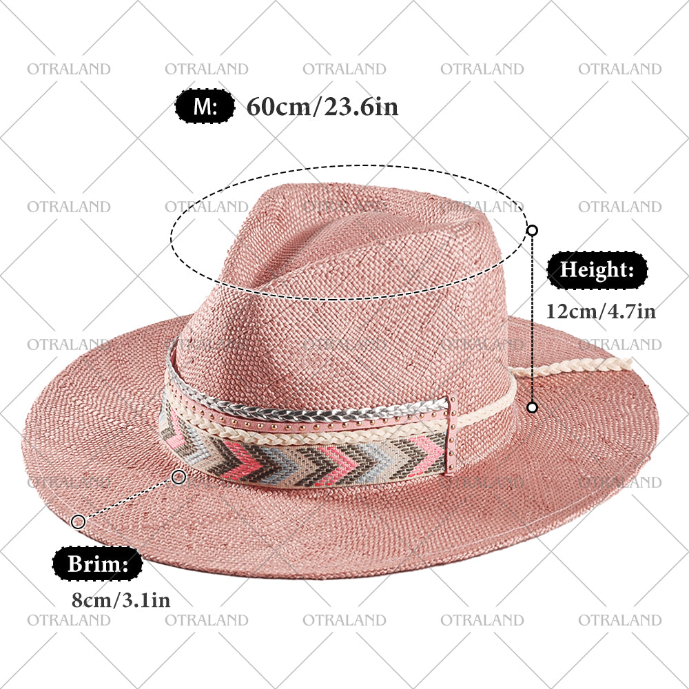 Fedora Straw Hat-Pink