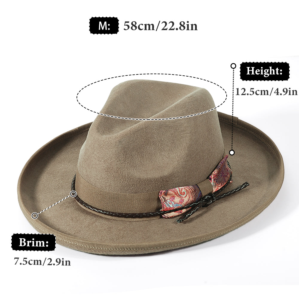 Fedora Felt Hat-Khaki (Includes All The Accessories)