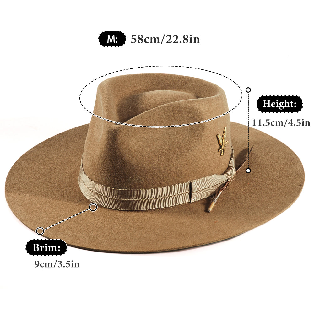 Fedora Felt Hat-Khaki