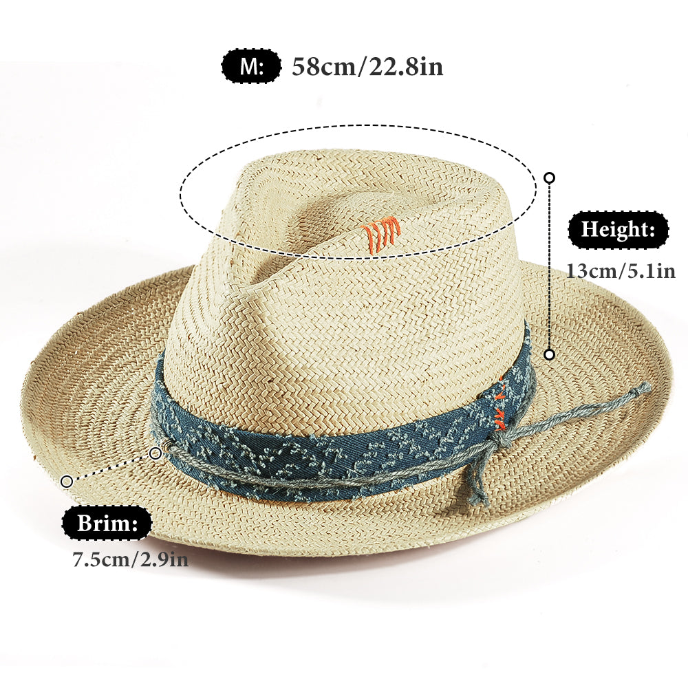 Geoffery Straw Fedora Hat – Beige (Includes All The Accessories)