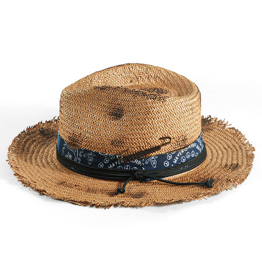 Geoffery Straw Fedora Hat – Khaki (Includes All The Accessories)