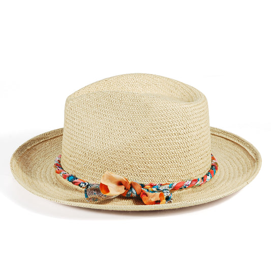 Geoffery Straw Fedora Hat – Beige (Includes All The Accessories)