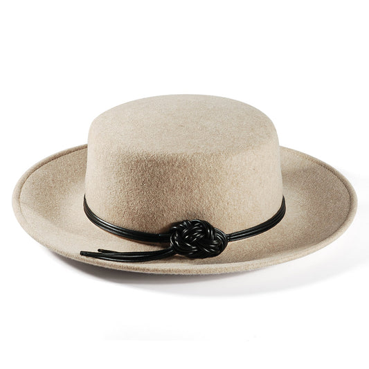 Rounded Felt Hat-Beige