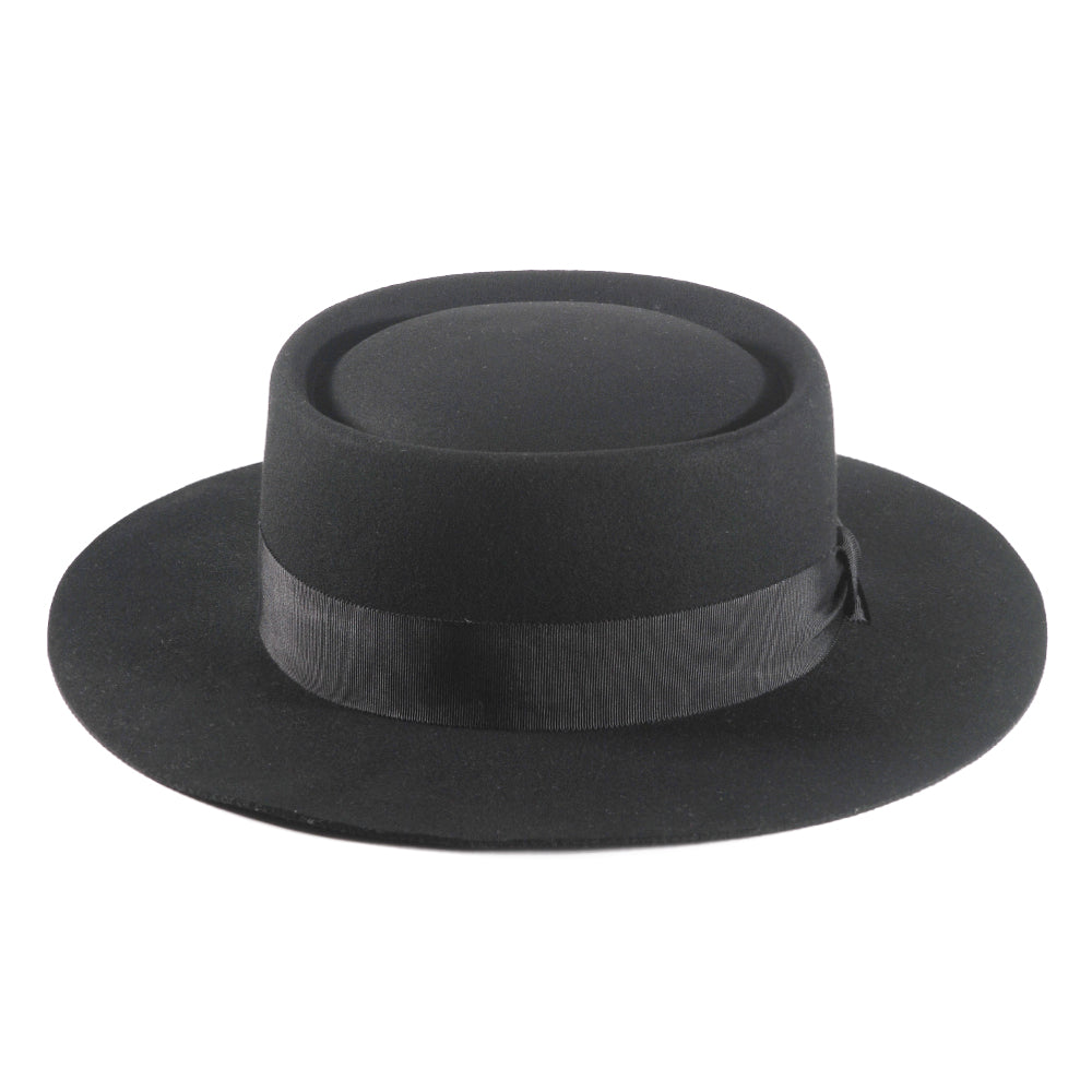 Rounded Felt Hat-Black