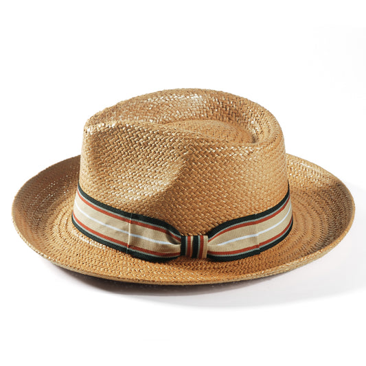 Geoffery Straw Fedora Hat – Khaki (Includes All The Accessories)