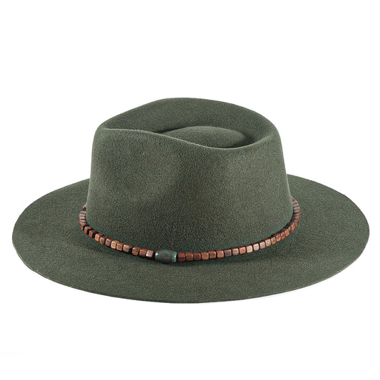 Vintage Fedora Felt(Includes All The Accessories)(Sandalwood+Dzi (Buddhist Prayer Beads)