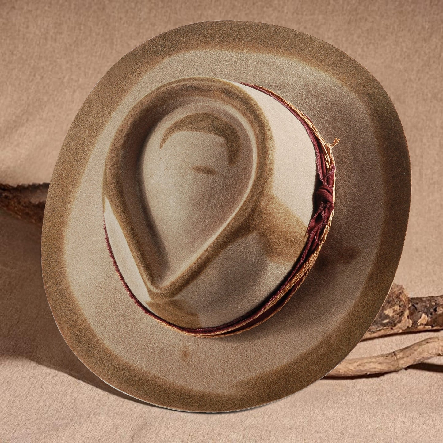 Western Fodora Felt Hat-Brown (Includes All The Accessories)