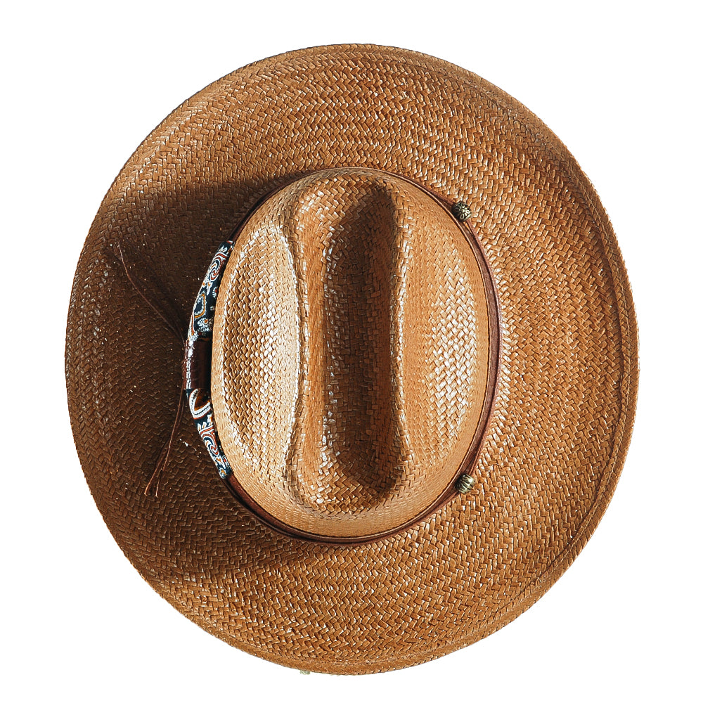 Miller Ranch Fedora Hat - Patriotic Straw–Khaki(Includes All The Accessories)