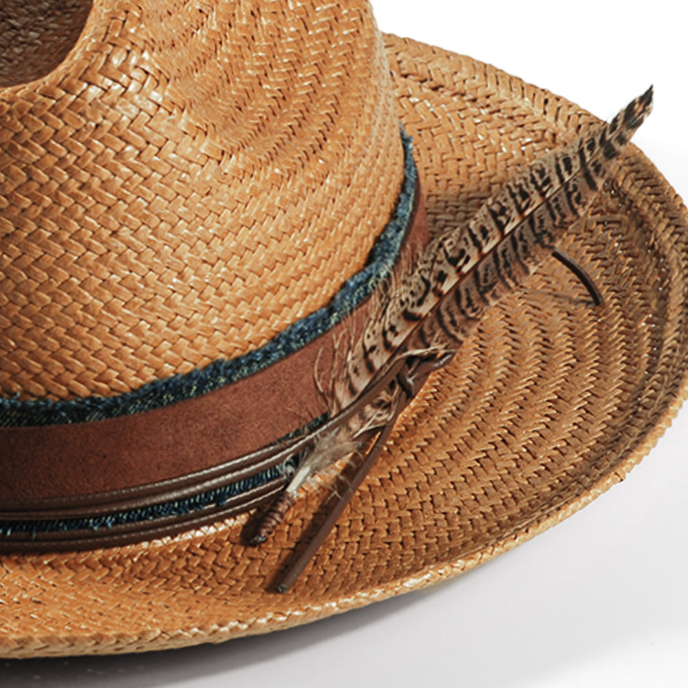 Miller Ranch Fedora Hat - Patriotic Straw–Khaki(Includes All The Accessories)