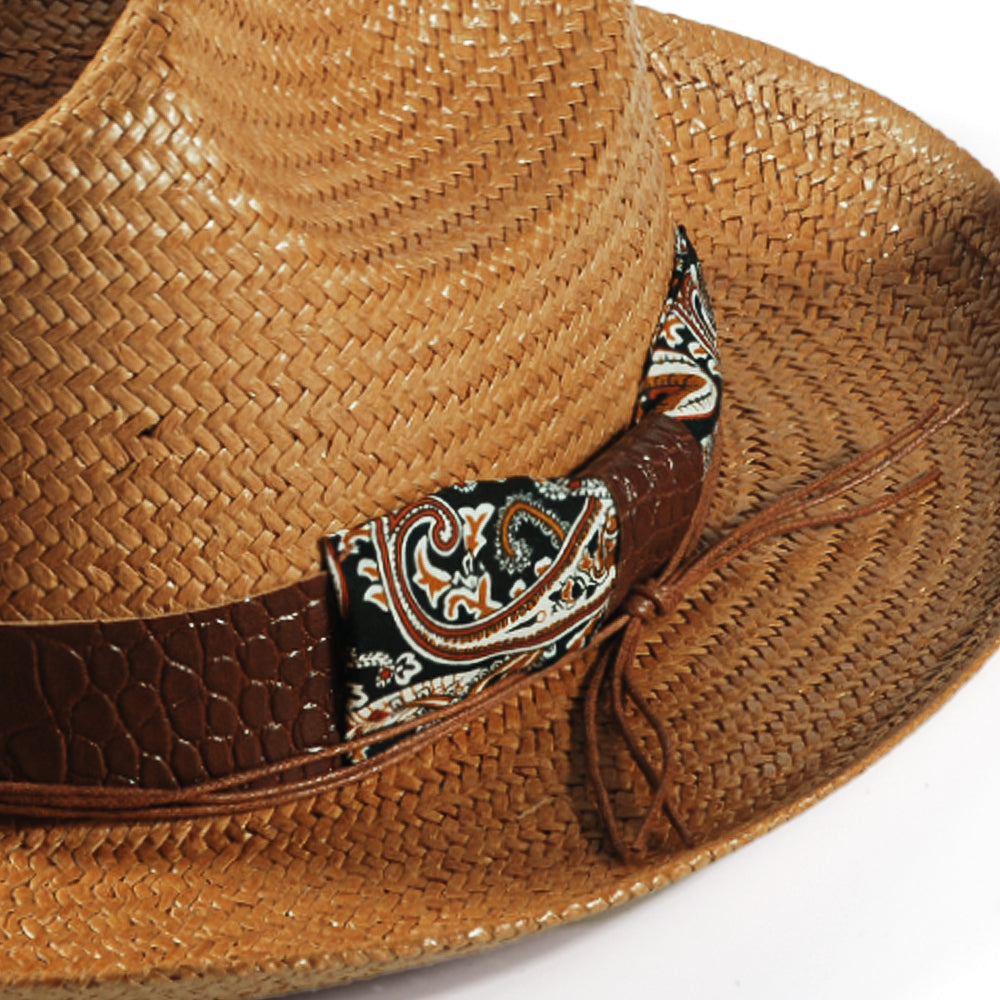 Miller Ranch Fedora Hat - Patriotic Straw–Khaki(Includes All The Accessories)