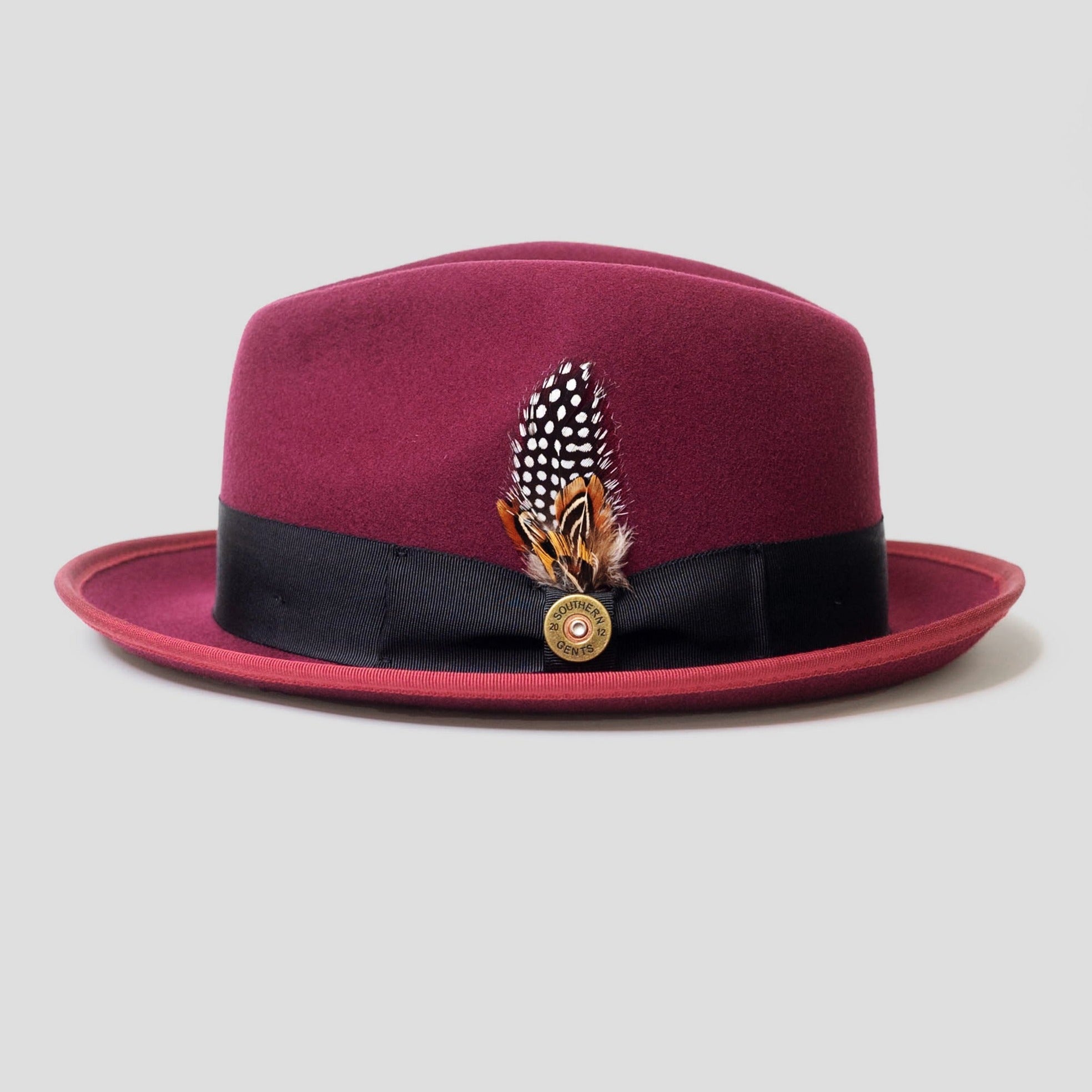 Trilby Fedora Hat Burgundy V2 Otraland