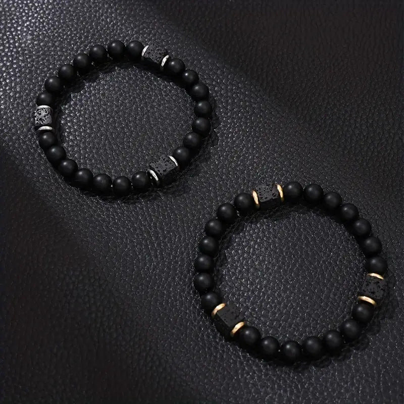 Black Obsidian Square Volcanic Stone Bracelet