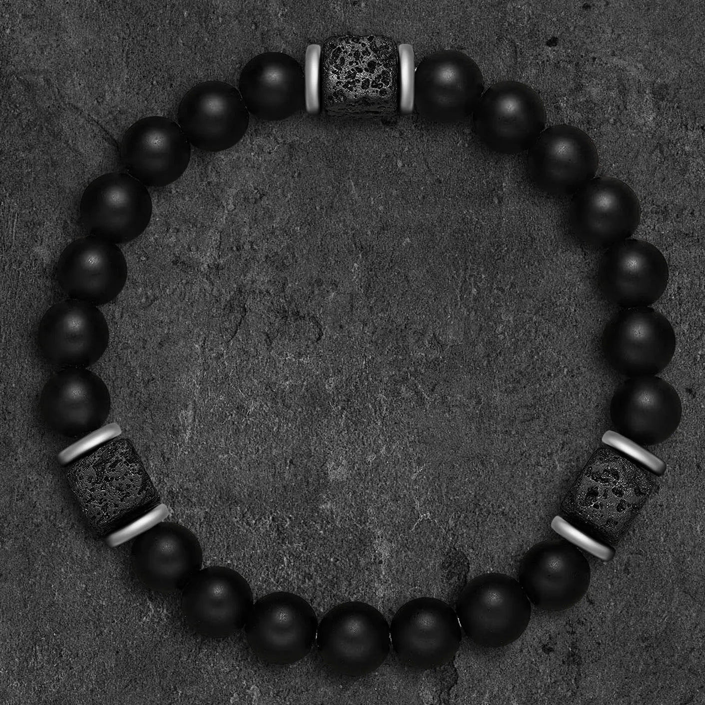 Black Obsidian Square Volcanic Stone Bracelet